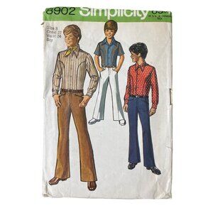 70s Simplicity 8902 Sewing Pattern Size 8 Boys Teen Boys Body Shirt and Pant CUT